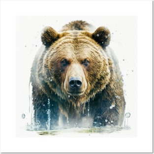 Grizzly Bear Portrait Animal Painting Wildlife Outdoors Adventure Posters and Art